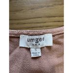 Umgee Linen Blend Top Size S Mauve Tan Flowing Short Slv Raw Frayed Hem Boho Photo 2