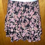 Black & Pink CBrand Floral Mini Tiered Skirt Photo 0