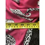 Hot Pink Satin With Leopards Button Top Blouse Oversize Long Size Large Office Photo 4