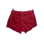 PacSun  Red‎ Denim Shorts Raw Hem Size 25 Mid Rise Photo 3