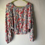 Billabong  Floral Long Sleeve Cropped Boho‎ Blouse Elastic Hem Size M Photo 6