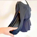 Deletta Anthropologie  ruffled layered navy blouse in size xs Photo 1