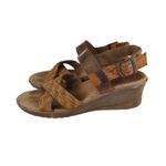 Keen  Skyline Wedge‎ Sandal Brown Fabric Leather Strap Sandals Heels Women's 8.5 Photo 1