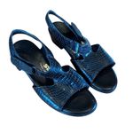 SAS Womens 9 Black Crocodile Embossed Slingback Wedge Sandals TRIPAD Comfort Photo 0