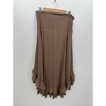 Paisley Vine Women Brown Tiered Ruffle Skirt Size L Stretch Boho Artsy Lagenlook Size M Photo 1