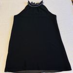 Naked Zebra  LARGE Black High Ruffle Neck Halter Sleeveless Mini Dress LBD Photo 1