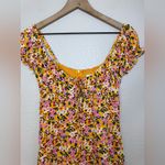 All in Favor Orange Pink Floral Print Puff Sleeve Mini Dress size XS Photo 5