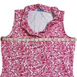 J. McLaughlin  Pink and White Leaf Print Durham Ruffle Neck Sleeveless Top Photo 2