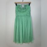 Halston Heritage  Meadow Embellished Mint Green Strapless Chiffon Mini Dress 6 Photo 2