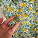 Veronica Beard  Ruched Floral Silk Chiffon Mini Long Sleeve Dress 6 Yellow Blue Photo 8