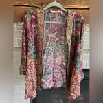 Soft Surroundings  Open Front Kimono Floral Sequin Beaded Jacket Topper PXS EUC Photo 9