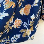 Seven Wonders Womens XL One Shoulder Floral Crop Top Puff Sleeve Navy Yellow top Photo 4