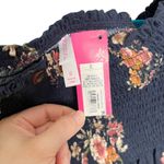 Xhilaration NWT Dark Floral Smocked Chest Babydoll Blouse Photo 9