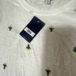 Lucky Brand Womens T-Shirt Top Medium Embroidered Cactus White Summer Crew NWT Photo 1