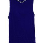 Loft Ann Taylor  Purple Ribbed Cotton Tank Top Chain Lace Accent Bow Women XL NWT Photo 2