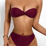 Two pieces Burgundy Bikini set Red Photo 0