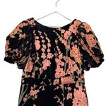 Ivy City Co Black Pink Floral Velvet Burnout Kaley Midi Dress Size Medium Photo 2