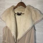 Lafayette 148 Tan Cream White Faux Fur Designer Tunic Vest Jacket Photo 2