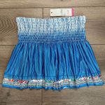 Lucky In Love 14” Paradise Smocked High Waist Blue Print Tennis Skirt Size Small Photo 2