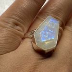 925 Silver Natural Rainbow Moonstone Gemstone Ring Size 5.75 Photo 5