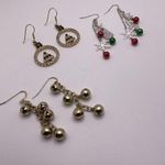 Lot Of 3 Dangle Drop Pierced Costume Earrings Variety Christmas Holiday Photo 0
