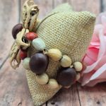 None Vintage Jewelry Bracelet Seed Pod Floral Wooden Handmade One Size Slide Closure Photo 5