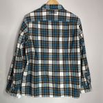 Duluth Trading Women Free Swing in Flannel Button Down Shirt Sz L Brown Plaid Blue Size L Photo 1