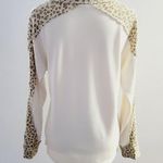 Mystree  Cream & Leopard Print Mixed Media Drop Shoulder Pullover Size Small Photo 4