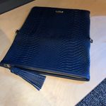 GiGi New York Stella Fold Over Leather‎ Python Snake Embossed Clutch Blue Photo 4