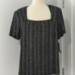 New Ronnie Nicole 1X Black, Silver Holographic Glitter Square Neck Formal Top Photo 1