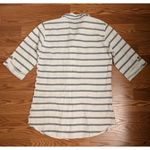 Viola Borghi Womans Med Stripe Linen Button Down Shirt Dress Peasant Vacation White Photo 2