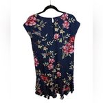 Joie  Coreen Navy Blue Floral Ruffle Hem Silk Mini Dress Photo 2