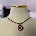 Handmade Brown leather cord chocker and stainless steel charm  Photo 2