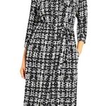 Donna Morgan  | Crepe Black Cream Beige Graphic Print Shirt Dress Maxi | 14 Photo 0