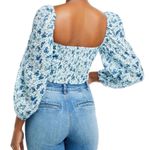 Bardot  Blue Floral Cropped Off The Shoulder Top Sz 6 NWT Photo 8