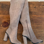 Gianni Bini  Taupe Suede Over Knee 3" Tall Heeled Boots Size 5.5 Photo 0