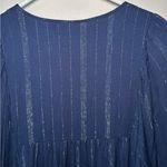 Lulus  Navy Blue Striped Long Sleeve Tiered Swing Dress Metallic Boho Siz… Photo 12