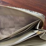 Michael Kors black brown snakeskin embossed logo gold tone zippered wallet Photo 9