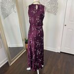 Dark Purple Burgundy Early 2000's Whimsygoth Floral Satin Midi Maxi Dress XS Photo 4