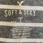 American Eagle Soft & Sexy Striped Gray White T Shirt Size XS Flowy Relaxed Fit Photo 6