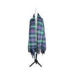 J.Crew Plaid Shawl Wrap Green Blue Tartan Fringe Scarf Pockets Preppy Classic Photo 4