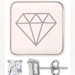 Macy's Sterling Silver Cubic Zirconia Studs With Earring Dish NWT Photo 1