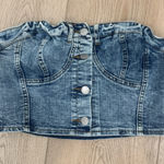 SheIn Blue Jean Top Crop Photo 0
