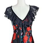 Free People  Warm Hearts Satin Midi Dress Size Medium Lace Floral Dainty Romantic Photo 6