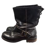 Vintage Buffalo Leather Moto Buckle Boots Women’s Size 38 Brown Y2K Biker Style Photo 2