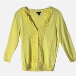Talbots Sweater Womens XS Yellow Ruffle Cardigan Bohemian Cottagecore Feminine Photo 1