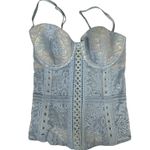Victoria's Secret Blue Lace Semi Sheer Grommet Bustier Corset Top Size 34C Photo 0