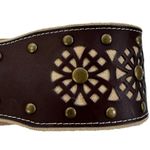 Studded Laser Cut Boho Wide Belt Round Buckle Size M Brown Photo 5