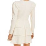 AQUA Tweed Puff Sleeve Ruffle Bottom Dress in Ivory, Size M New w/Tag Photo 2