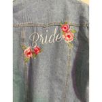 David's Bridal Custom Bride Denim Jacket Embroidered Floral Wedding Jean Jacket Photo 4